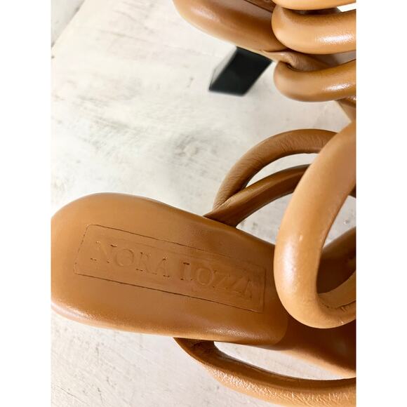Elegant Tan Spiral Strap Sandals - Picture 8 of 10